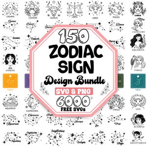 Ensemble Svg signe du zodiaque | Astrologie Svg | Horoscope Svg | Zodiaque Svg | Étoiles Svg | Constellation | Svg Scorpion | Signe Lion | Signe Cancer