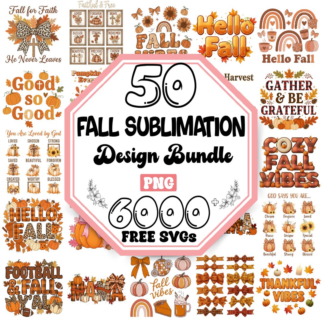 Fall Sublimation PNG Bundle | Autumn Quotes, Pumpkin Spice (digital ...