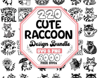Cute Raccoon Svg Bundle |Woodland Animal Svg |Raccoon Sticker Svg |Raccoon Engraving Svg |Raccoon Head Svg |Wildlife Raccoon Art Svg