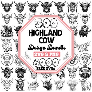 Highland Cow Svg | Highland Cow Png | Highland Cow Head Svg | Cow Svg | Cute Cow Svg | Cow Png|Highland Cow Svg Bundle|Cut Baby Highland Svg