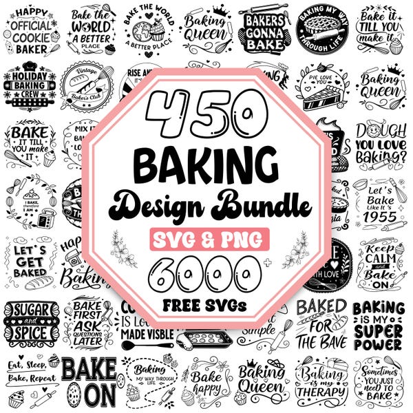 Baking SVG Design Bundle: Kitchen Quotes, Pies, Cookies (Digital Download)