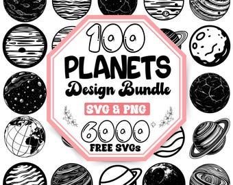 Pacchetto SVG di pianeti: Spazio, Sistema solare, Zodiaco (Download digitale)