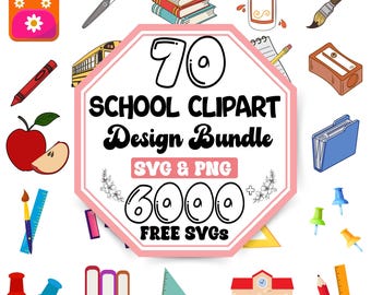 School Supplies Clipart SVG Bundle: Teacher Designs (Digital Download)