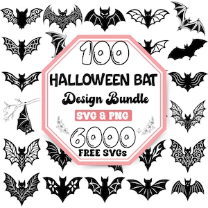 Halloween Bat SVG Bundle: Spooky Silhouette Designs (Digital Download)