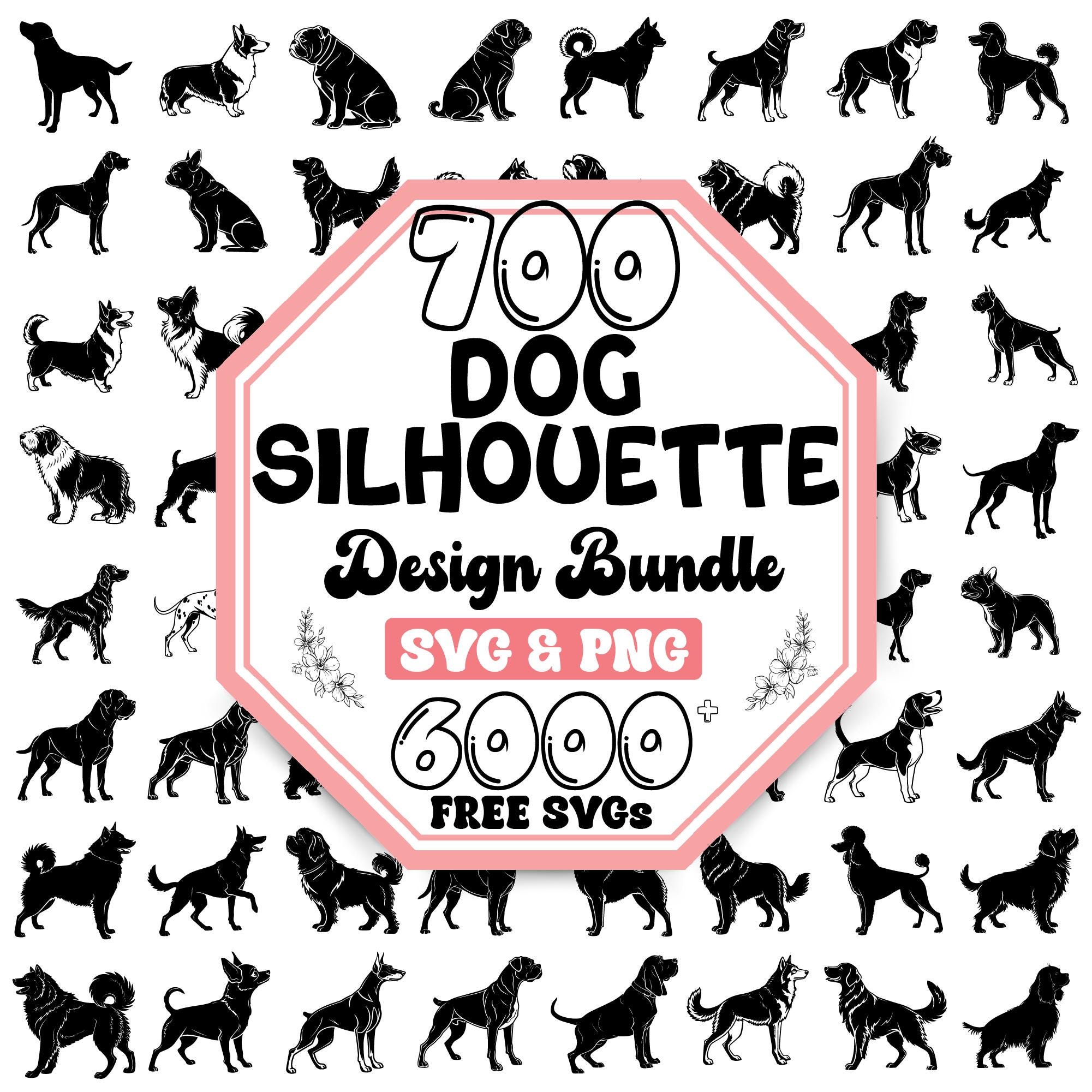 700 hondenras silhouetten SVG-bundel: tattoo-ontwerpen voor huisdieren (digitale download)