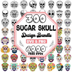 Sugar Skull Svg Bundle | Mexican Sugar Skull Clipart |Sugar Skull Svg | Floral Sugar Skull Svg | Day Of The Dead Png| Dia De Los Muertos Svg