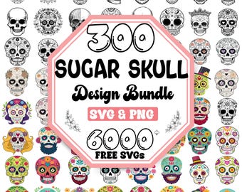 Sugar Skull Svg Bundle | Mexican Sugar Skull Clipart |Sugar Skull Svg | Floral Sugar Skull Svg | Day Of The Dead Png| Dia De Los Muertos Svg