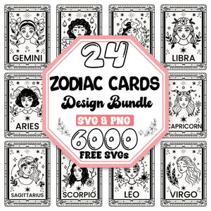 Zodiac Cards Svg Bundle |Astrology Svg |Horoscope Svg |Celestial Svg |Sky Sign Svg |Starry Night Svg  |Spiritual Sign Svg |Sign Of Stars Svg