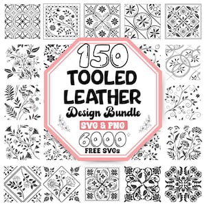 Tooled Leather SVG Bundle |Seamless Pattern Svg |Floral Engraved Leather Backgrounds Svg |Floral Papers Laser Cut Svg Bundle | Laser Cut Svg