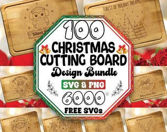 Christmas Cutting Board SVG Bundle | Farmhouse Kitchen Designs (Digital Download)