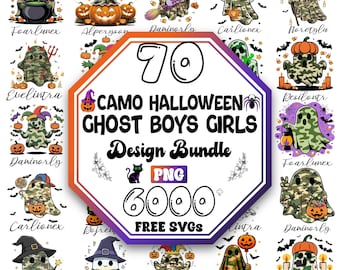 Camo Halloween Ghost PNG Bundle: Candy Hunter Design (Digital Download)