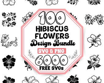 Hibiscus Flowers SVG Bundle | Hibiscus Flowers Silhouette Svg | Monstera Leaf Svg | Tropical Flower Svg Floral Svg |Nature Svg |Cute Flower