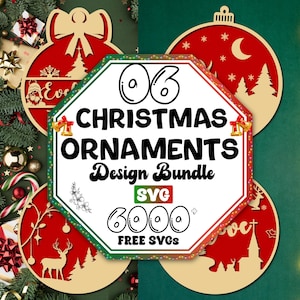 Christmas Ornament Svg Bundle | 3 Layers Ornament Laser Cut Files|Christmas Balls Tree Decorations Craft Hanging Bauble |Ornament Svg Files