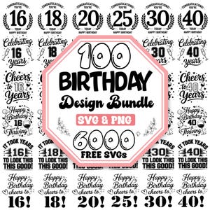 Vintage Birthday SVG Bundle: Queen, Wishes, Cake Designs (Digital Download)