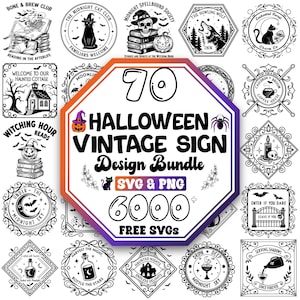 Halloween Vintage Sign SVG Bundle | Spooky Quotes, Witch Signs (Digital Download)