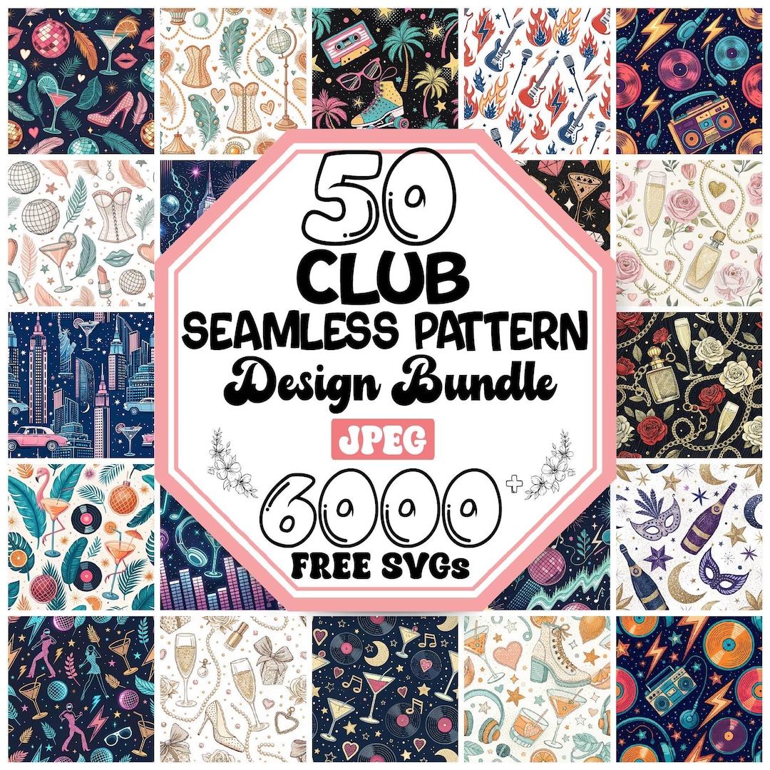 Club Seamless Patterns Bundle |printable Digital Pattern |club Crafting ...