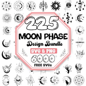 Ensemble SVG phases de lune | C'est juste une phase Svg | Croissant de lune Svg | Phases de la lune PNG | Svg céleste | Lune Svg | Svg mystique | Sorcière Svg