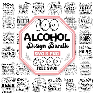 Paquete de diseños SVG sobre alcohol: Frases divertidas sobre beber (Descarga digital)