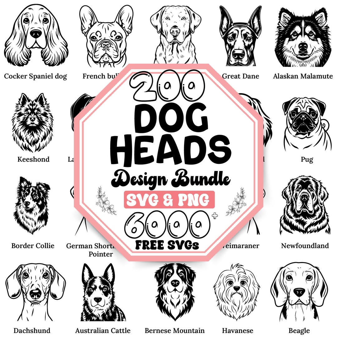 Dog Heads Svg Bundle | Peeking Dog Svg | Dog Breeds SVG Bundle |tattoo ...