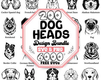 Dog Heads Svg Bundle | Peeking Dog Svg | Dog Breeds SVG Bundle |Tattoo Design Svg |Dog Heads Png |Dog Lover Svg Bundle (Digital Download)