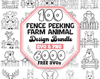 Peeking Farm Animal SVG Bundle: Highland Cow, Sheep, Cow (Digital Download)