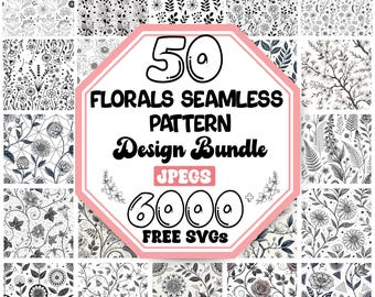 Pacote de padrões florais sem emendas: papel para scrapbook, papel de embrulho (download digital)