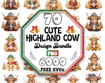 Cute Highland Cow Png Bundle |Floral Highland Cow Png |Winter Highland Cow Png |Baby Highland Cow Png |Farm Animal Png |Highland Cattle Png