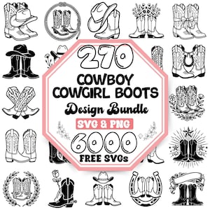 Cowboy Cowgirl Boots SVG Bundle |Cowboy Silhouette Svg |Cowgirl Boots Outline Svg |Western Boots Svg |Floral Cowgirl Boot Svg |Boots And Hat