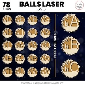 Laser Cut Christmas Ball Ornaments SVG Bundle: DIY Personalized Designs (Digital Download)