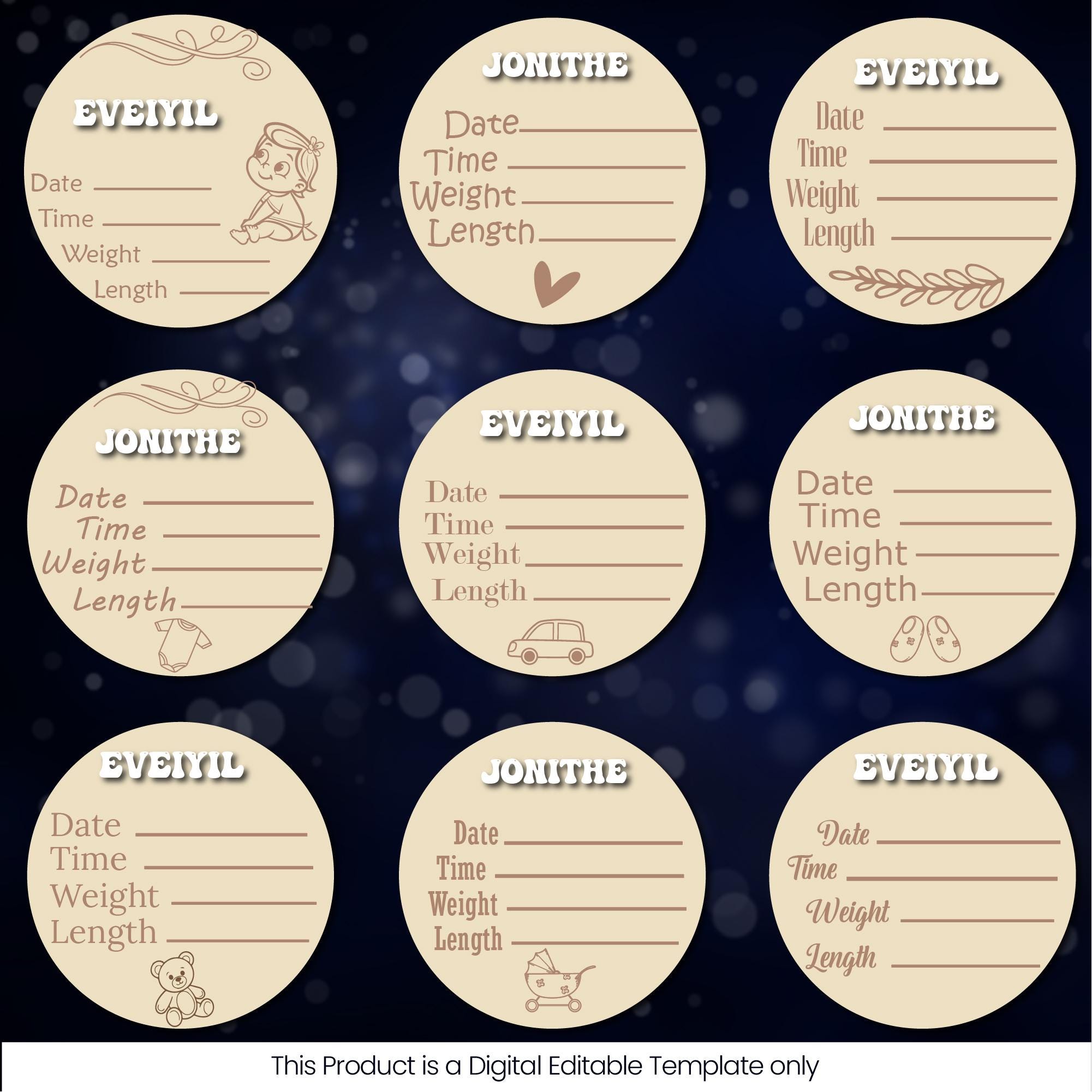 Birth Stats Sign Laser Cut SVG Bundle: Baby Name Announcement (digital ...