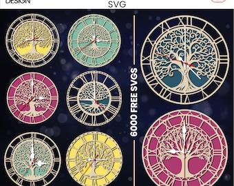 Tree Wall Clock Laser Cut SVG Bundle: Modern Decor (Digital Download)
