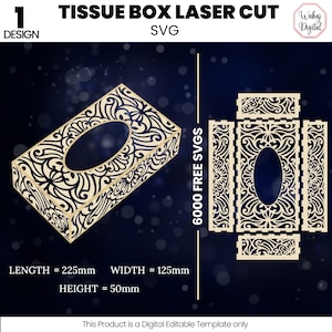 Tissue Box Laser Cut SVG | Laser Cut Files | 3D Laser Cut | Box SVG | Wooden Decorative Box | Cricut | Keepsake Box