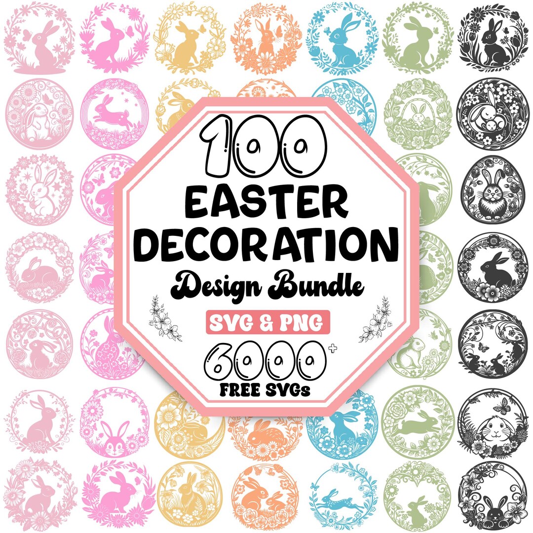 Easter Bunny SVG Bundle: Floral Laser Cut Designs (digital Download) - Etsy
