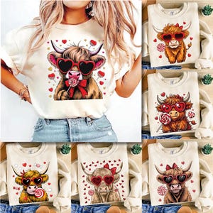Highland Cow Png Bundle |Valentine&#39;s Day Cute Cow Png |Valentines Coquette Png |Baby Highland Cow Png |Cute Highland Cow Sublimation Designs