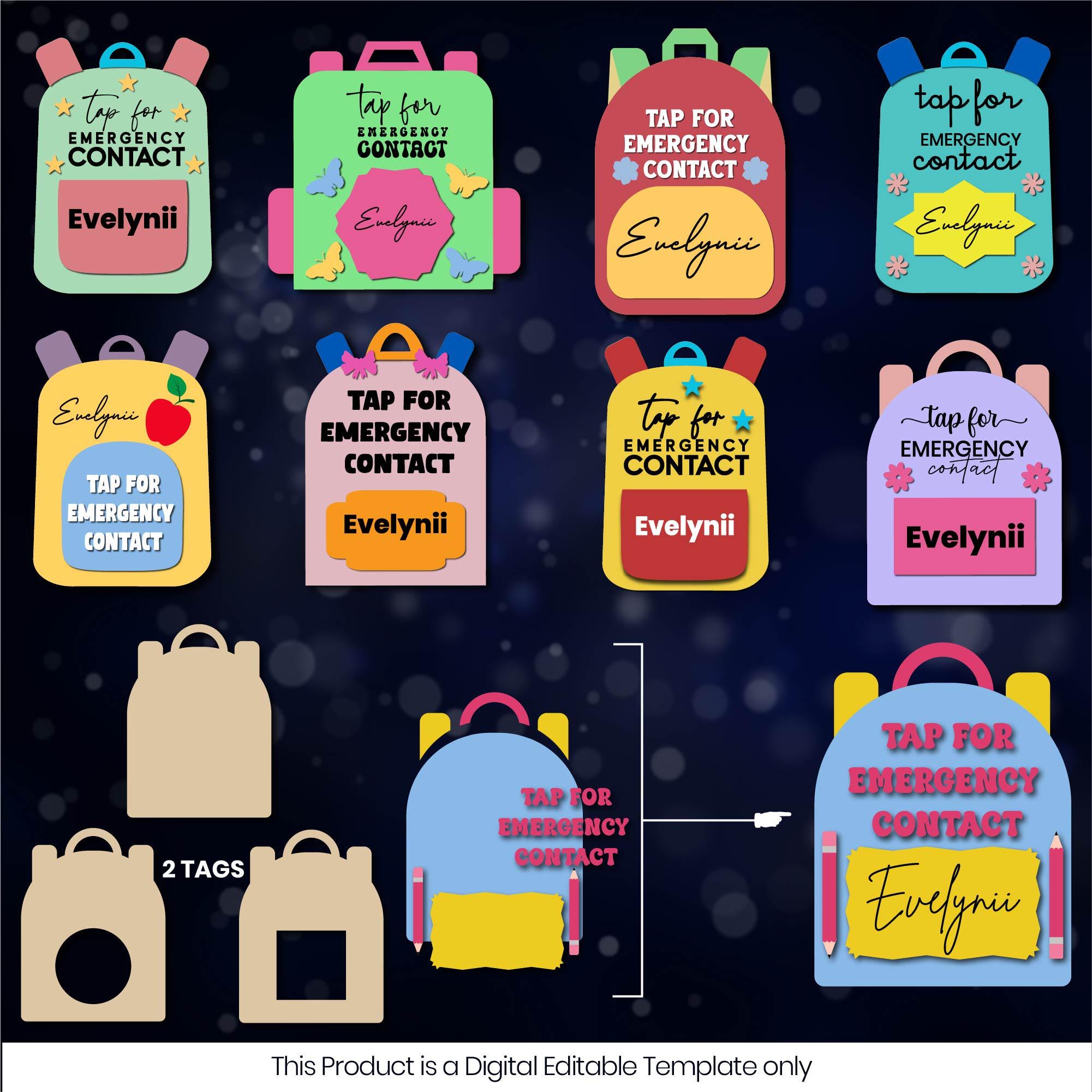 Laser Cut Backpack Tag SVG Bundle: Emergency Contact & Name Tag ...