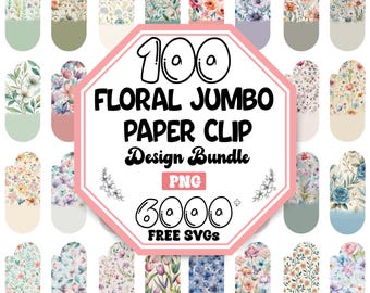 Floral Paper Clip PNG Bundle: Teacher Bookmark Stationery Graphics (Digital Download)