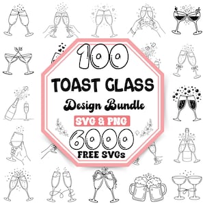 Rostat bröd SVG-paket | Handritade vinikoner Svg | Vinglas Svg | Vinskål Svg | Cocktailparty Svg | Partyelement Svg | Drink Svg