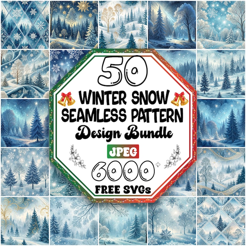 Snow Patterns Examples Winter Snow Seamless Pattern Bundle | Digital Paper (PDF) - Etsy