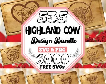 Floral Highland Cow SVG Bundle | Farm Animal Graphics (Digital Download)
