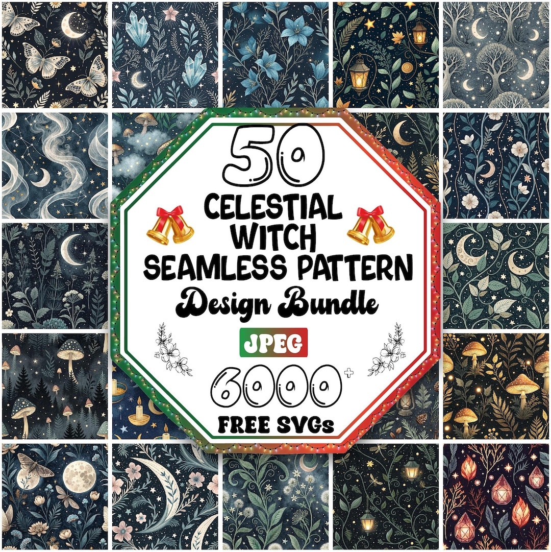Celestial Witch Seamless Pattern Bundle | Mystical Digital Paper ...