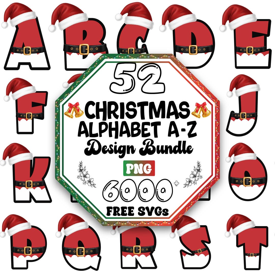 Christmas Alphabet Png Bundle |christmas Letters Png |festive Holiday ...