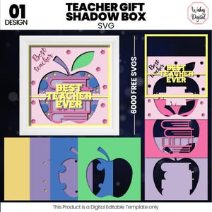 Teacher Gift Shadow Box Svg Bundle |Teacher Appreciation Svg |Handmade Teacher Gifts Svg |Housewarming Gift Svg |Teacher Name Shadow Box Svg