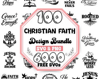 Paquete de SVG de fe cristiana / Citas cristianas SVG / Fe SVG / Jesús SVG / Versículos bíblicos SVG / Religioso SVG / Bendiciones SVG / Inspirador SVG