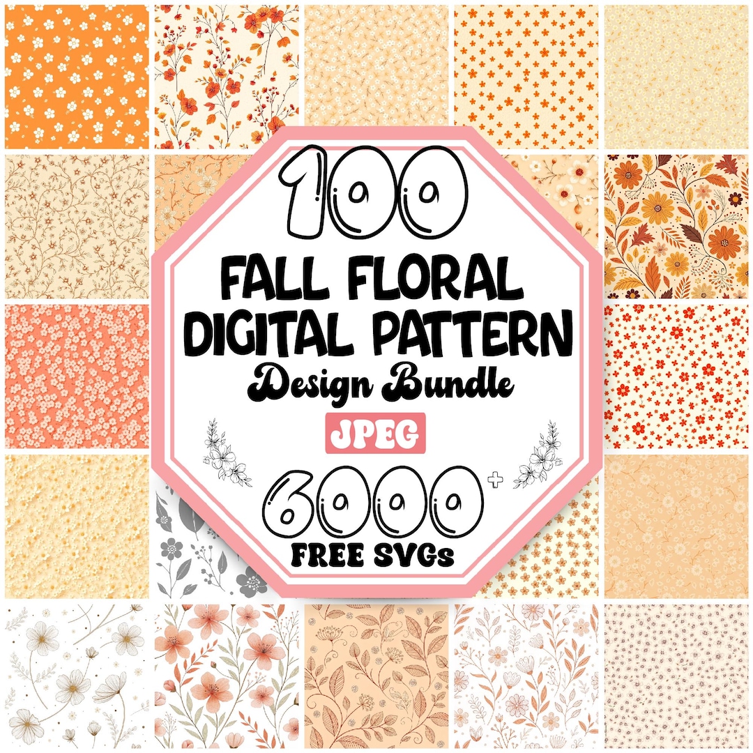 Fall Floral Digital Paper | Seamless Pattern Bundle (digital Download ...