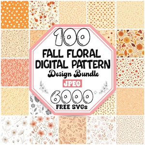 Fall Floral Digital Seamless Pattern Bundle |Printable Pattern Paper |Autumn Floral Pattern |Fall Floral Backgrounds |Spring Floral Seamless