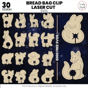Bread Bag Clip Laser Cut Svg Bundle |Bag Holder Svg |Food Bag Holder Svg |Snack Bag Clip Svg |Bread Packet Holder Svg |Kitchen Bag Clip Svg
