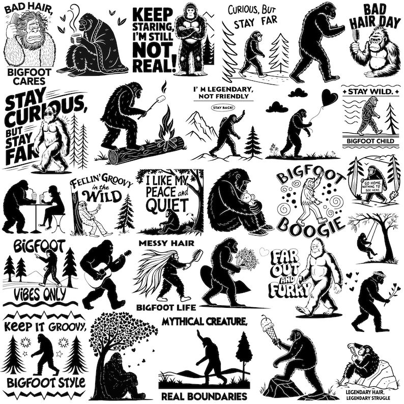 Bigfoot SVG Bundle: Sasquatch Graphics, Camping & Mountain Designs ...