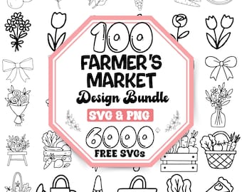 Farmer's Market SVG Bundle: Hand-Drawn Fruit & Vegetable Doodles (Digital Download)