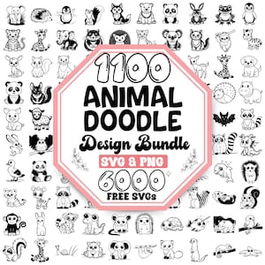 動物の落書き SVG バンドル | かわいい野生動物のデザイン SVG | サファリ動物 SVG | 農場の動物 SVG | クリエイティブな動物の線画 | ユニークな落書きデザイン