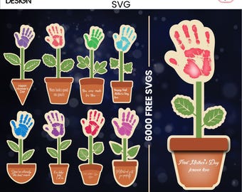 Paquete de letreros láser con huella de mano para el Día de la Madre (SVG) / Regalos para el Día de la Madre (SVG) / Manualidades con huella de mano para niños (SVG) / Primer letrero con huella de mano para el Día de la Madre (SVG) / Regalo (SVG)